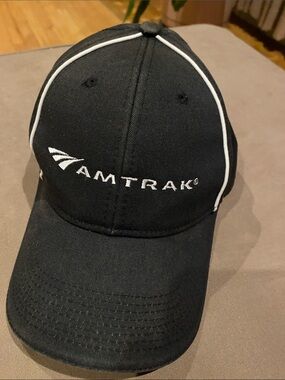 Amtrak Black Baseball Cap with White Piping